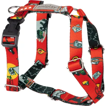 Postroj pro psa Nastavitelný postroj pro psa MIKO GUARD červená velikost S, M, L, XL Rozměr: M - 25-40x35-55x2,0 cm