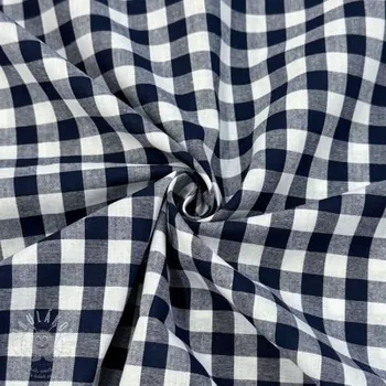 Bavlněná látka Check navy