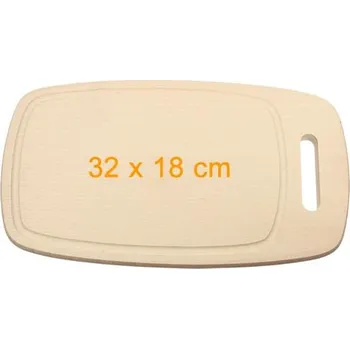 Kuchyňské prkénko Krájecí prkénko dřevěné oválné 32x18 cm s drážkou a držadlem