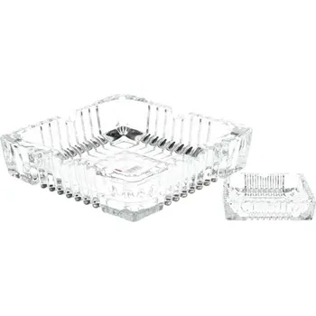 Popelník Skleněný popelník čtverec 15cm Deluxe