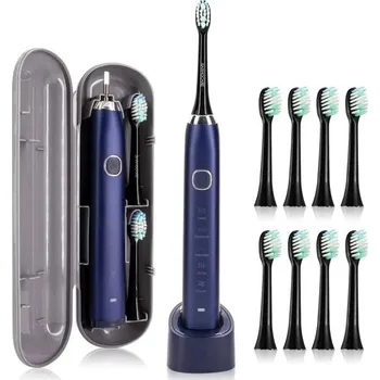 Zubní kartáček Sonický elektrický zubní kartáček Sarmocare S100 Ultrazvukový Smart kartáček 8 hlavic USB nabíjení IPX7 Voděodolný 5 režimů modrá