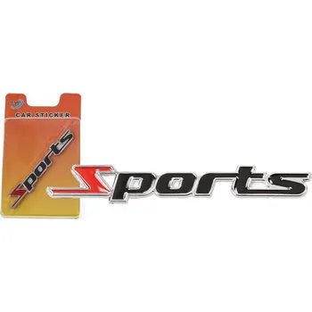 Samolepicí dekorace na vozidlo Kovová samolepka Sports černá 11cm x 1,5cm