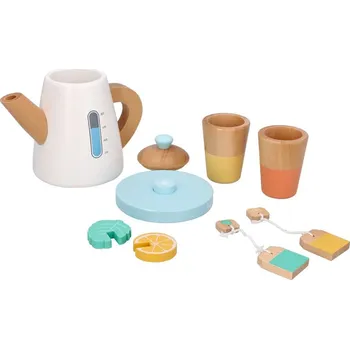 Dětská kuchyňka Dřevěná čajová sada s konvičkou a hrníčky