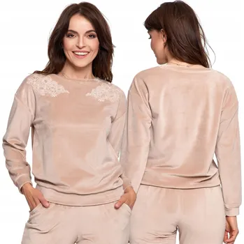 Dámská mikina MIKINA MORAJ MÓDNÍ BEZ KAPUCE S VÝŠIVKOU POHODLNÁ BÉŽOVÁ 3XL