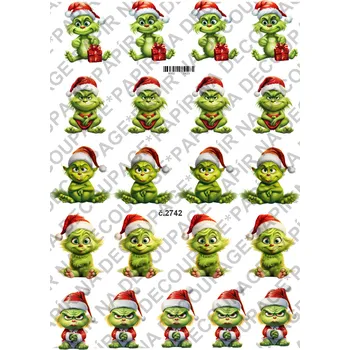 Umělecký papír Rýžový a soft papír na decoupage - Grinch - KB2742 Materiál: Soft, Rozměr: A4