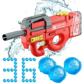 Dětská zbraň Export Elektrická Vodní Pistole P90 červená XD8010 + Vodní Bomby Nerf