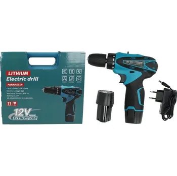 Aku šroubovák 12V včetně vrtáků, bitů a hlavic s 2 ks baterie CH-001