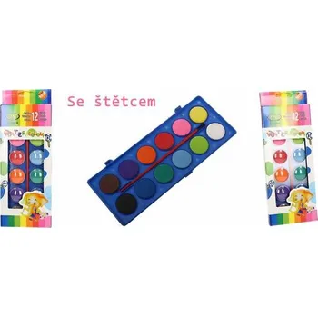 Vodová barva Vodové barvy 12 barev se štětcem velké