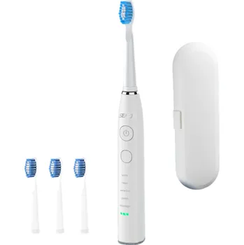 Zubní kartáček Seago elektrický sonický zubní kartáček SG-575 USB dobíjecí 360 dní výdrž IPX7 4 náhradní hlavice Cestovní box ABS+TPE bílá