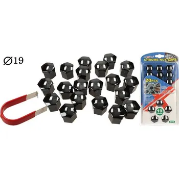 Šroubek na kolo Sada ozdobných krytů pro šrouby kol černé 19 mm 20 ks