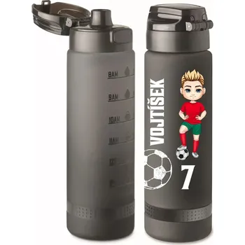 Láhev Sportovní RPET láhev na vodu 1L - sport s vlasním jménem Černá