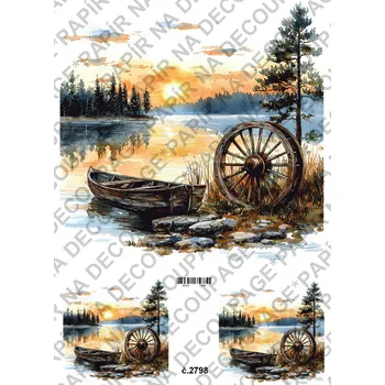 Umělecký papír Rýžový a soft papír na decoupage - Kolo od vozu - KB2798 Materiál: Soft, Rozměr: A4