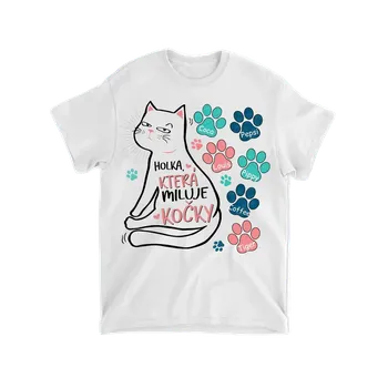 Pánské tričko Tričko - Holka, která miluje kočky Tričko / Růžová / 2XL