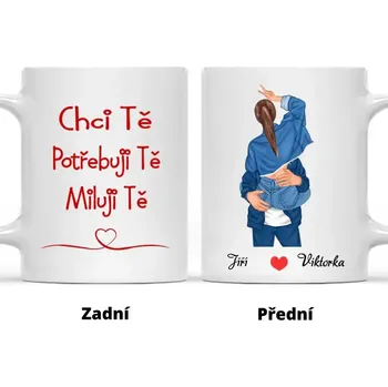 Hrnek - Líbající se pár 2. verze - Chci tě. Potřebuji tě. Miluji tě. Bílá