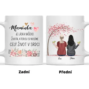 Hrnek - Matka a Dcera 4. verze - Maminka je láska našeho života, kterou si nosíme celý život v srdci Bílá