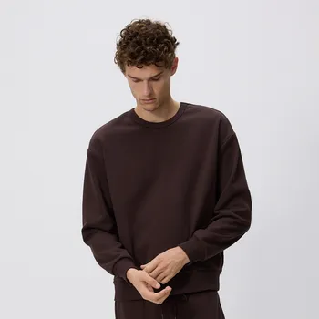 Pánská mikina Reserved - Hladká mikina s vysokým podílem bavlny - hnědá - 7389H-88X - 7389H-88X-S