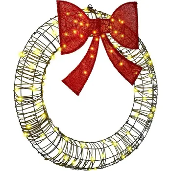 Vánoční dekorace vidaXL Věnec s 80 LED diodami Teplá bílá 90 cm Ratan