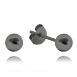 0082 MINET Černé stříbrné náušnice KULIČKY 5 mm
