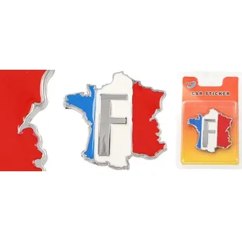 Samolepicí dekorace na vozidlo Kovová samolepka Francie 5,5 x 6 cm