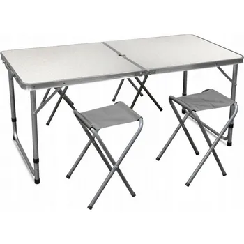 kempingový stůl Skládací kempingový stůl 120x60cm + 4 židle, nastavitelná výška 55-70cm