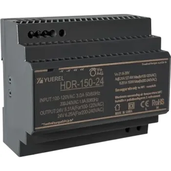Měnič napětí Spínaný napájecí zdroj na DIN lištu 150W AC 100-240V DC 24V 6,25A Průmyslový zdroj napětí Kompaktní rozměry 7x9x5,5 cm