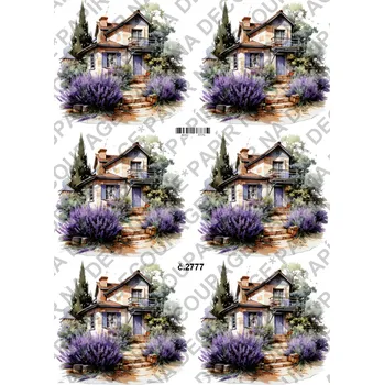 Umělecký papír Rýžový a soft papír na decoupage - Levandule stavení - KB2777 Materiál: Soft, Rozměr: A4