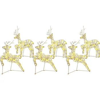 Vánoční dekorace vidaXL LED sobi s 180 LED diodami 6 pcs Zlatá PET