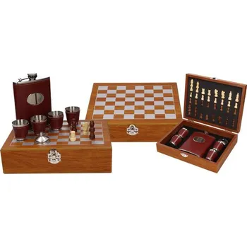 Placatka Dárková sada placatka Šachovnice s panáky v kožence