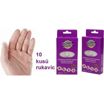 Pracovní rukavice Jednorázové vinylové rukavice velikost M - 8, balení 10 kusů