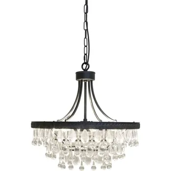 Černý antik lustr s kapkovitými krystaly Versailles - 50*49cm/ E14/ 40W