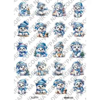 Umělecký papír Rýžový a soft papír na decoupage - Lední medvídek - KB2771 Materiál: Soft, Rozměr: A4