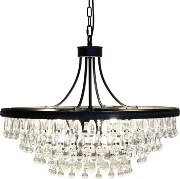 Černý antik lustr s kapkovitými krystaly Versailles - 90*59cm/ E14/ 40W