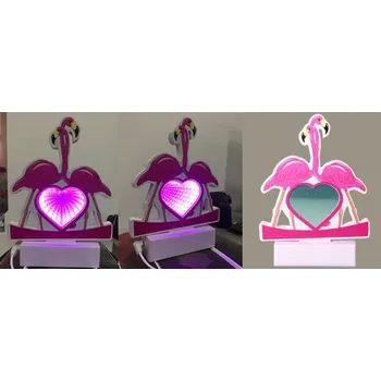 Lampička 3D USB Lampa Dva Zamilovaní Plameňáci