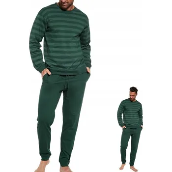 Pánské pyžamo CORNETTE pánské pyžamo 117/259 LOOSE 12 proužků lahvově zeleň XXL