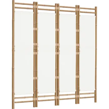 Paraván SKLÁDACÍ PARAVÁN 4-DÍLNÝ 160 CM BAMBUS A PLÁTNO