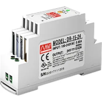Měnič napětí Spínaný zdroj na DIN lištu 12V 15W 0,88A AC 110-240V Kompaktní napájecí adaptér Ochrana proti přetížení zkratu a přepětí 2,5x9,3x5,6cm