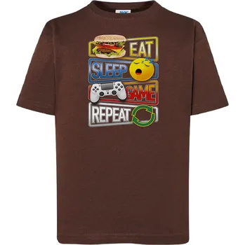 Chlapecké tričko detske-levne-bavlnene-tricko-potisk-cyklus-hrace Barva: Chocolate - čokoládově hnědá, Dětská bavlněná trička JHK: M