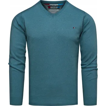 Pánský svetr Recea svetr Yagnatz modrý s výstřihem do V, velikost XXL