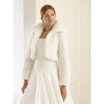 Bolerko Bianco Evento Svatební bolérko kožíšek smetanové E - 20 Velikost: M