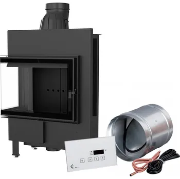 Inteligentní krbová KRATKI LUCY SLIM levá 8 kW, průměr 160 černá Thermotec MSK GLASS LUCY/12/SLIM/L/BS/BLACK/Z/MSK/GLASS