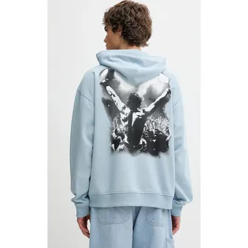 Pánská mikina Mikina Diesel S-BOXT-HOOD-T5 pánská, modrá barva, s kapucí, s potiskem, A18728.0HYAT 55X, vel. S