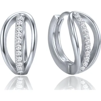 Náušnice Stříbrné náušnice kroužky s bílými zirkony