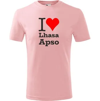 Chlapecké tričko Růžové dětské tričko I love Lhasa Apso - dárek pro malého pejskaře / pejskařku - barva růžová - velikost 12let