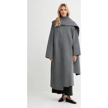 Kabát s příměsí vlny Calvin Klein LV044D555G šedá 90X, vel. L