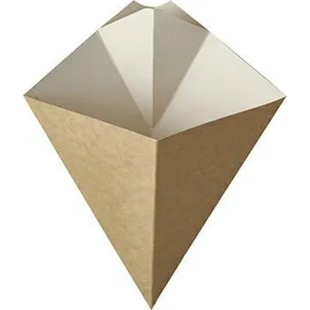 Jednorázové nádobí kornout na hranolky KRAFT + dip 220/215/270mm 50ks