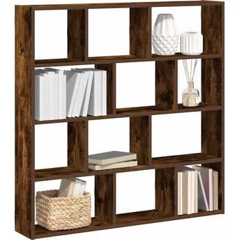 police vidaXL Nástěnná police 12 přihrádek kompozitní dřevo [860008] Barva: kouřový dub