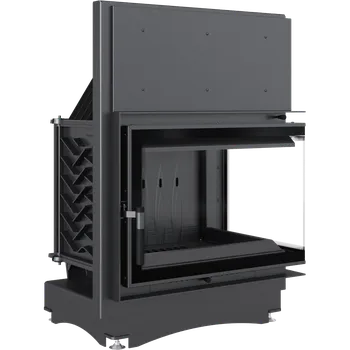 Krbová vložka Litinový krb na dřevo KRATKI ZUZIA ECO DECO pravá 12 kW, průměr 200, ocel vpředu ZUZIA/ECO/P/BS/DECO