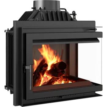 Krbová vložka Litinový krb na dřevo KRATKI SIMPLE pravá 8 kW, průměr 200 samozav. dv. SIMPLE/M/S/P/BS/BA1