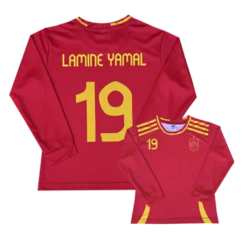 Fotbal Numberoplus Dětské fotbalové tričko s dlouhým rukávem Španělsko - Lamine Yamal 19 Velikost: 11 roků (vel.140)