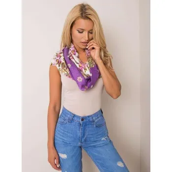 Dámský šátek se střapci květinový JONAH fialový a ecru